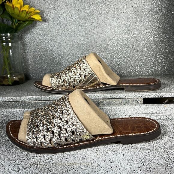 Sam Edelman Genovia Woven Leather Slides Sandals Shoes Size 8 - Picture 1 of 7